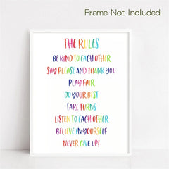 Rainbow Classroom Rules Poster - Playroom Decor