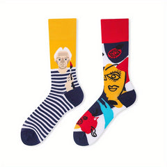 Asymmetrical Pattern Funny Socks Novelty Crew Socks For Men Women