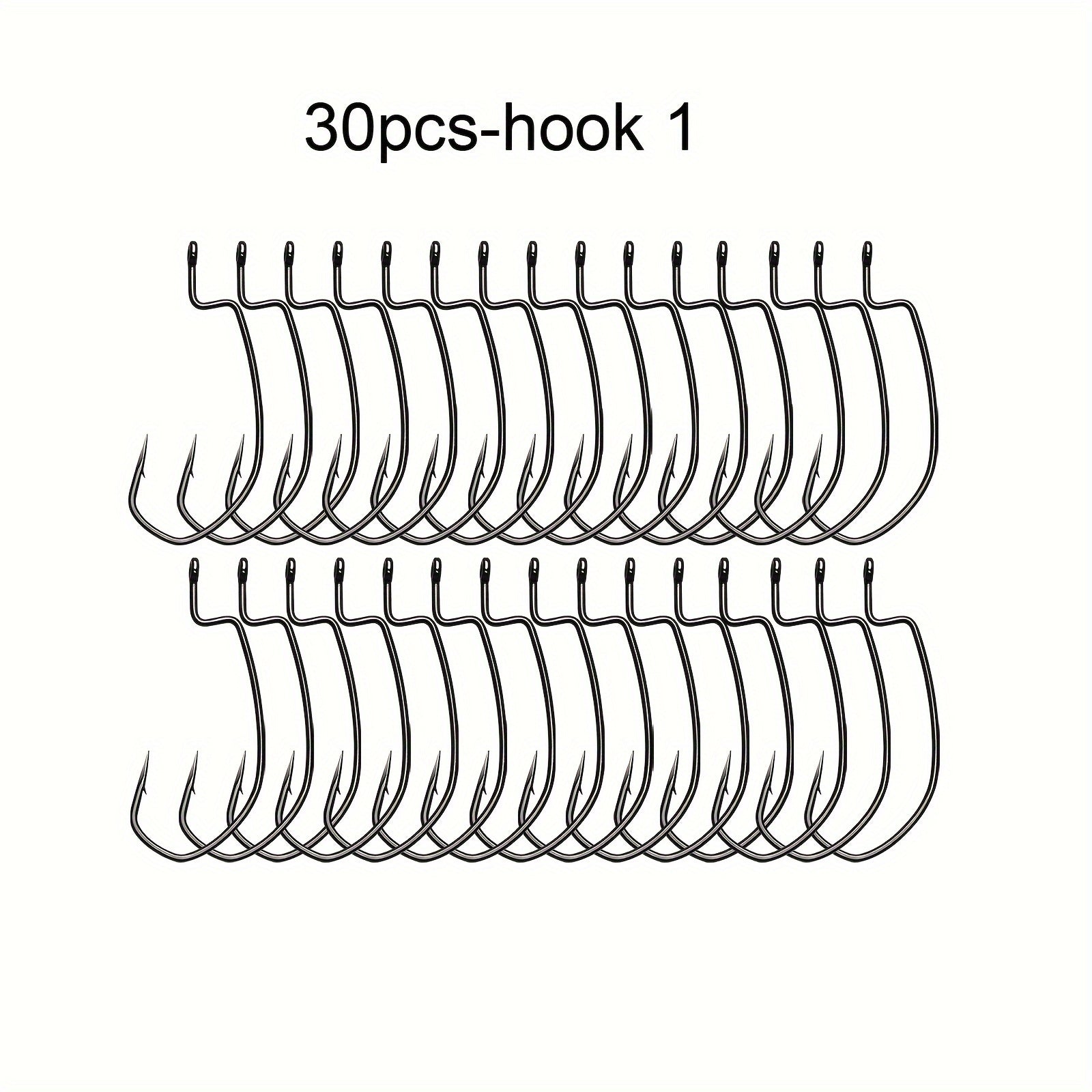 Dovesun EWG 30pcs Fishing Hook Offset Worm Hooks Texas Rig Hooks Bass Hooks