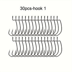 Dovesun EWG 30pcs Fishing Hook Offset Worm Hooks Texas Rig Hooks Bass Hooks