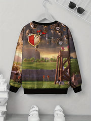 Skull Print Kid's Sweatshirt Unisex Pullover Causal Long Sleeve Top