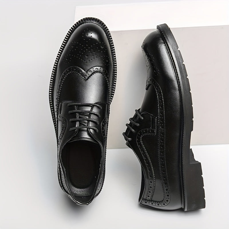 Men's Lace Up PU Business Casual Shoes Slip Low Top Classic