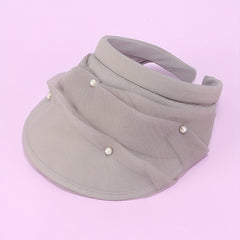 Faux Pearl Mesh Visor Hat Solid Sun Hat Outdoor UV Protection