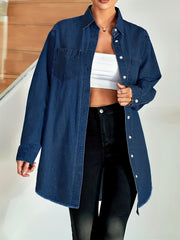 Denim Shirt with Pockets Loose Fit Button Lapel Women's Denim