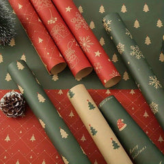 7pcs Christmas Wrapping Paper Flower Gift Bouquet Packaging