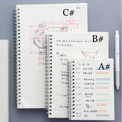80 Sheet Coil Notebook PP Cover Horizontal Line Grid Inner Page Spiral Hardcover