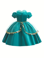 Girls Princess Dress Puff Sleeve Tulle Sequins Halloween Party Dress
