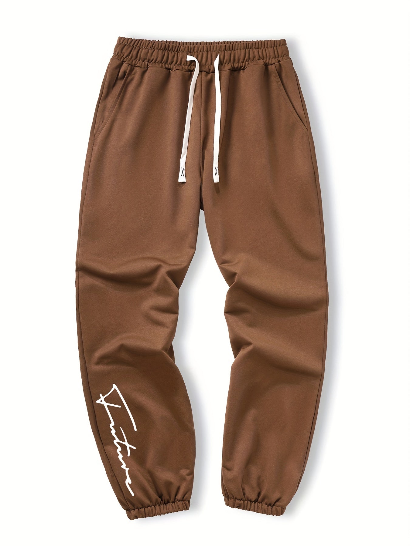 Letter Print Stretch Joggers Men's Casual Sweatpants