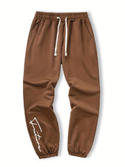 Letter Print Stretch Joggers Men's Casual Sweatpants
