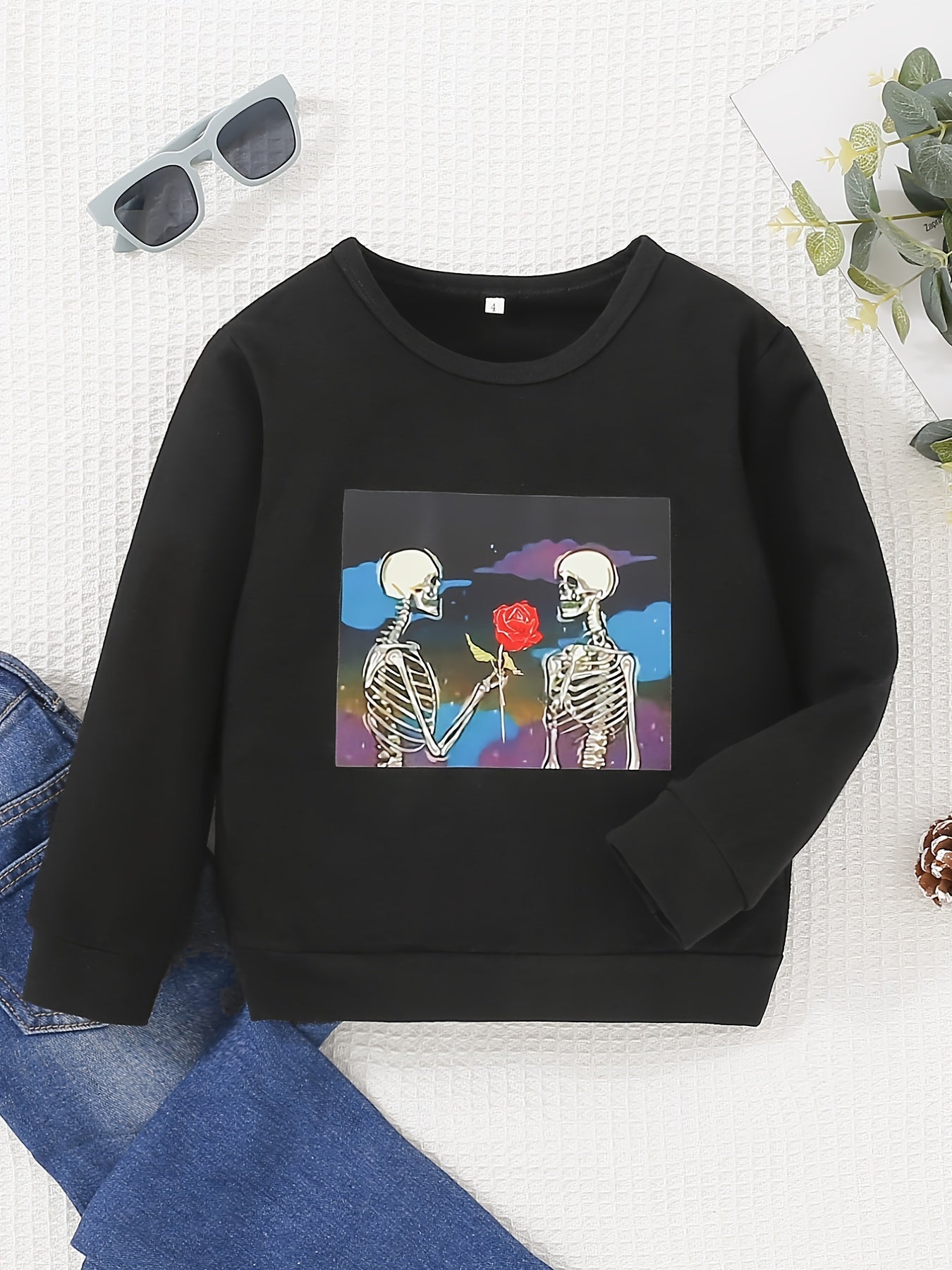 Halloween Skull Print Baby Boys Sports Sweatshirt