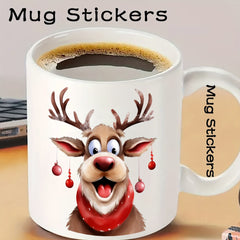 12pcs Christmas Deer Cartoon Vinyl Stickers for Cup Laptop Helmet DIY