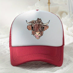 Cow Head Print Baseball Cap Sunshade Fishing Hat Summer Peaked Cap