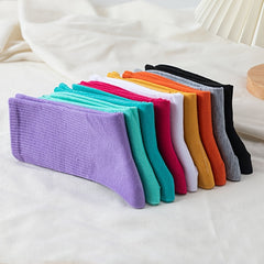 10 Pairs Sweet Macaron Solid Crew Socks for Women