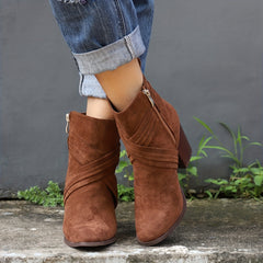 Women's Cross Strap Heeled Ankle Boots