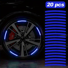 20pcs Car Wheel Hub Reflective Sticker Colorful Luminous Dark Decoration Stripe