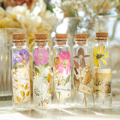 30pcs Retro Realistic Flower Bookmarks Hot Stamping Stickers