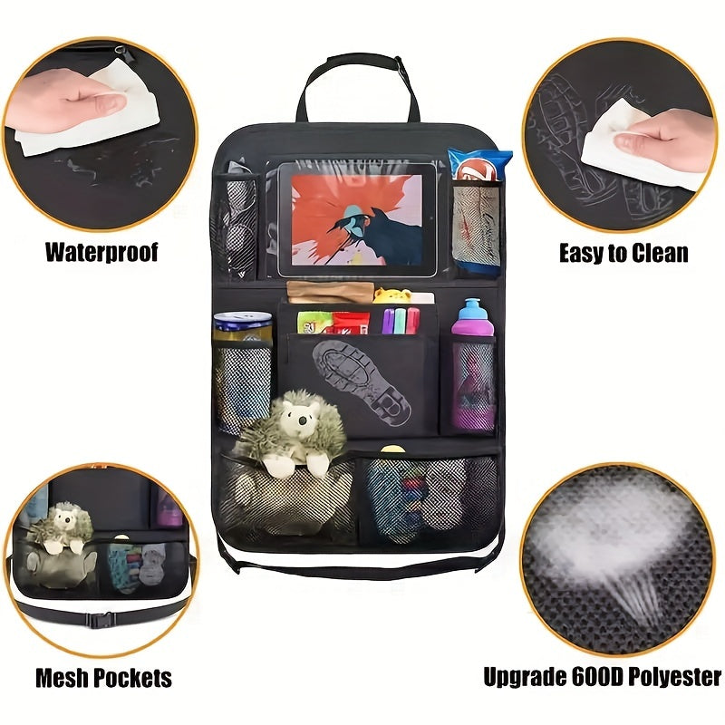 Car Seat Back Storage Bag with Tablet Holder and 8 Mesh Pockets