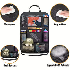 Car Seat Back Storage Bag with Tablet Holder and 8 Mesh Pockets
