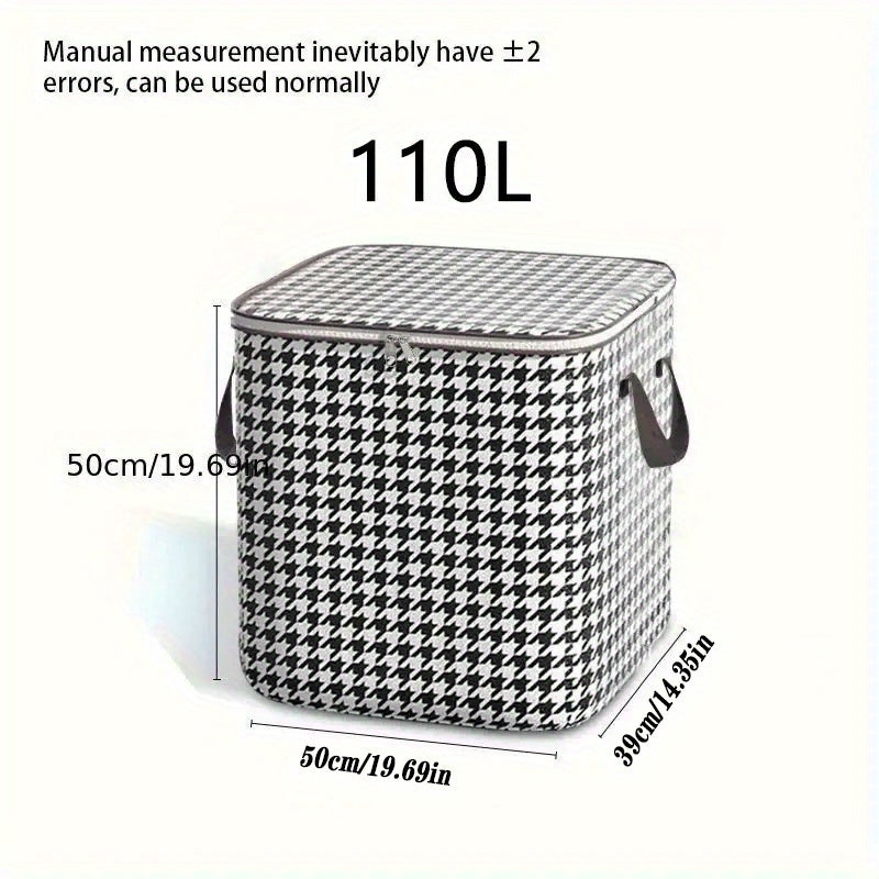 Houndstooth Pattern Storage Box Zipper Organizer
