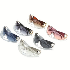 Heart Sunglasses Women Oversized Wrap Around Frame One Piece Lens