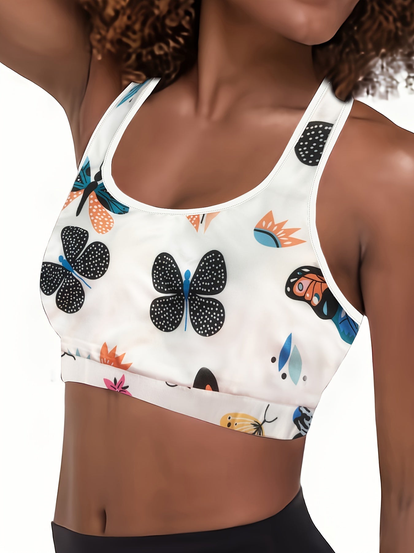 Women's Plus Butterfly & Floral Medium Stretch Fitness Bra