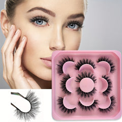 5 Pairs Natural False Eyelashes 3D Wispy 12 18mm Cat Eye Faux Mink Lashes