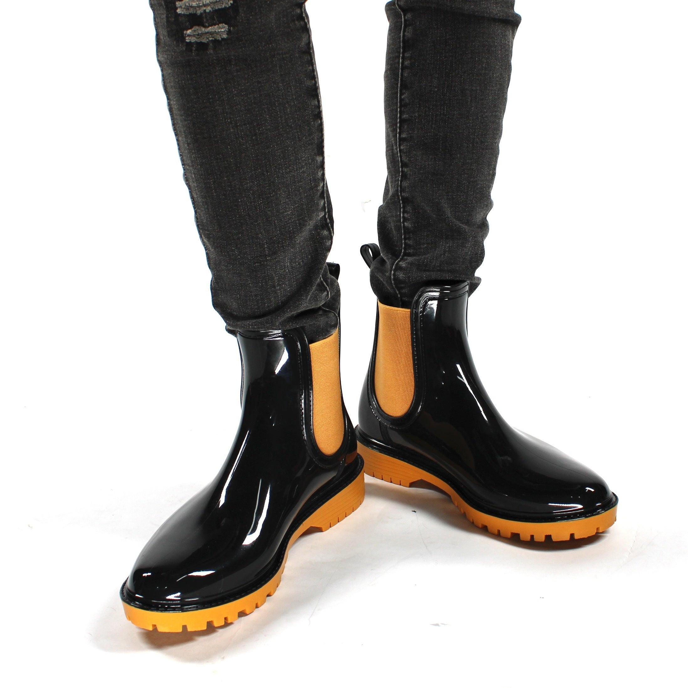 Women's Chelsea Ankle Rain Boots Casual Waterproof Slip On Short Boots