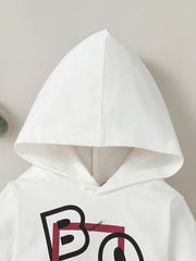 Boys Letter Outfit Long Pants & Hooded Sweatshirt Casual Kids Clothes