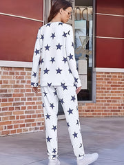 Star Print Pajama Set Top & Joggers Lounge Two