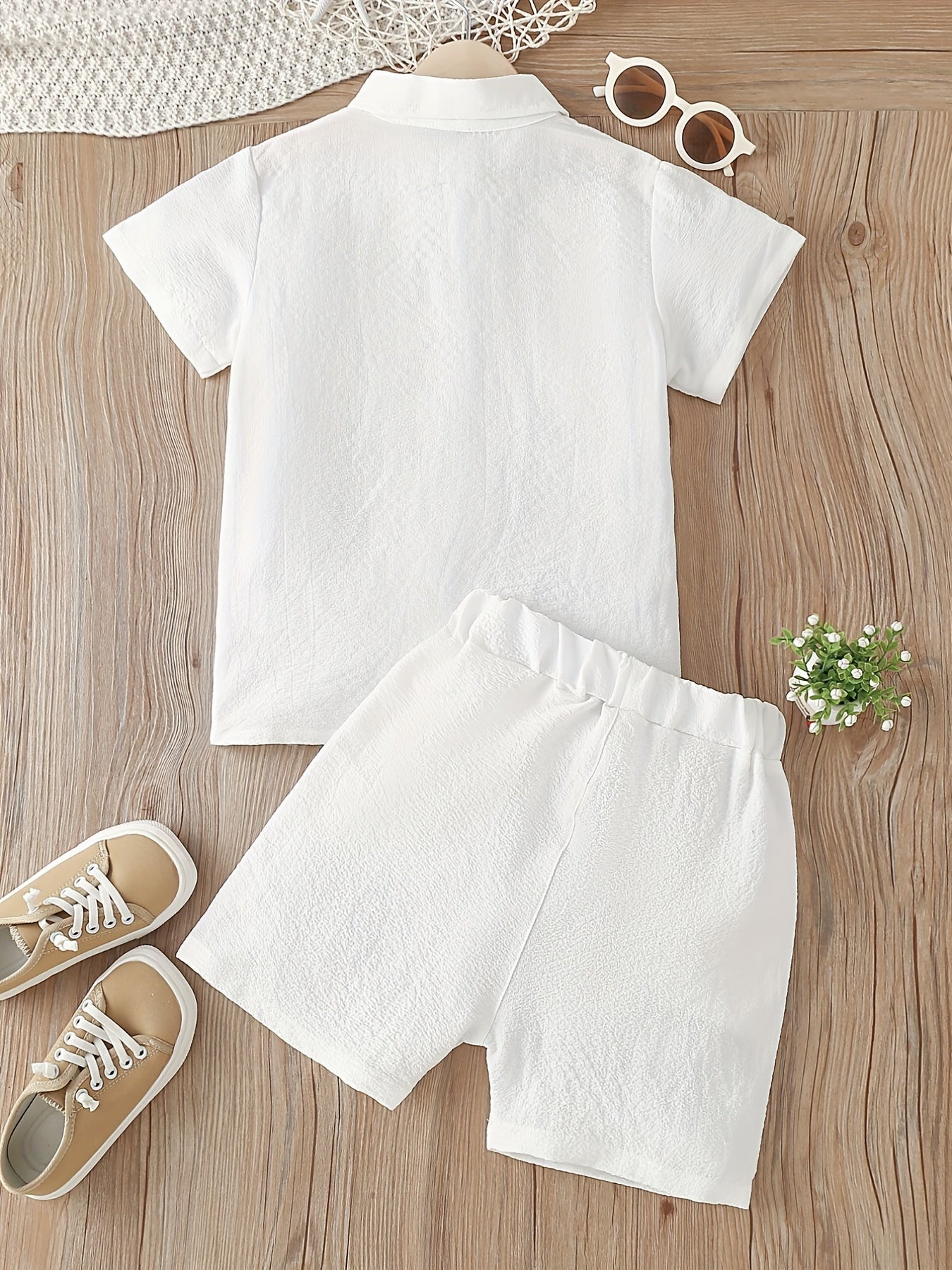 2pcs Boys Casual Short Sleeve Shirt&Shorts Set Summer Kids Clothing