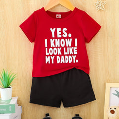 2pcs Baby Casual Daddy Look T shirt & Shorts Set