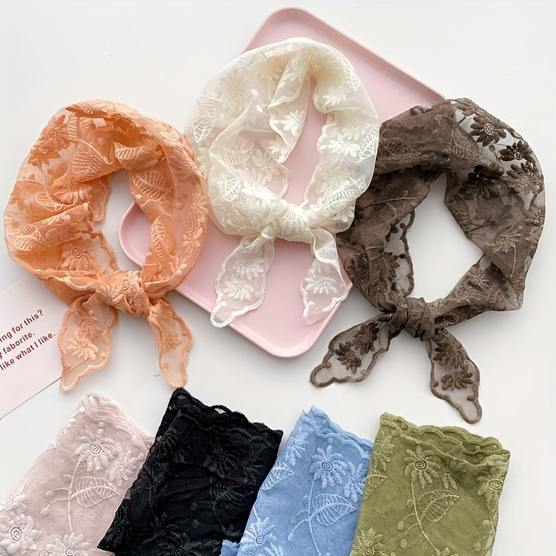 Fashionable Lace Triangle Scarf Hollow Out Thin Neck Scarf