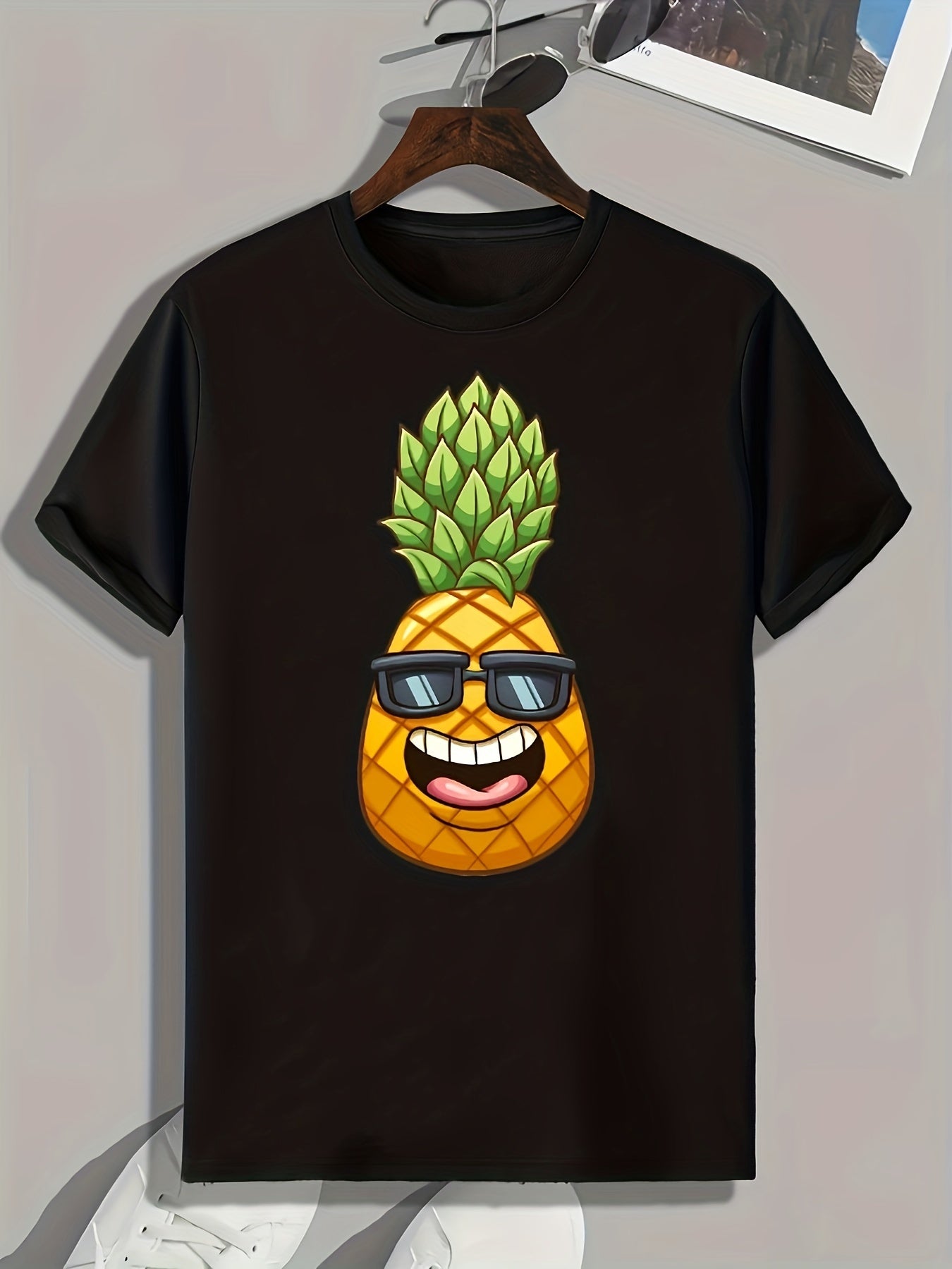 Pineapple Pattern Print Men's Sports T-Shirt - Summer Outdoor Fitness Clothing