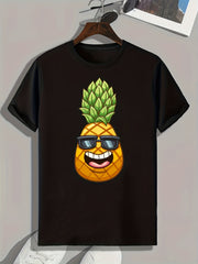 Pineapple Pattern Print Men's Sports T-Shirt - Summer Outdoor Fitness Clothing