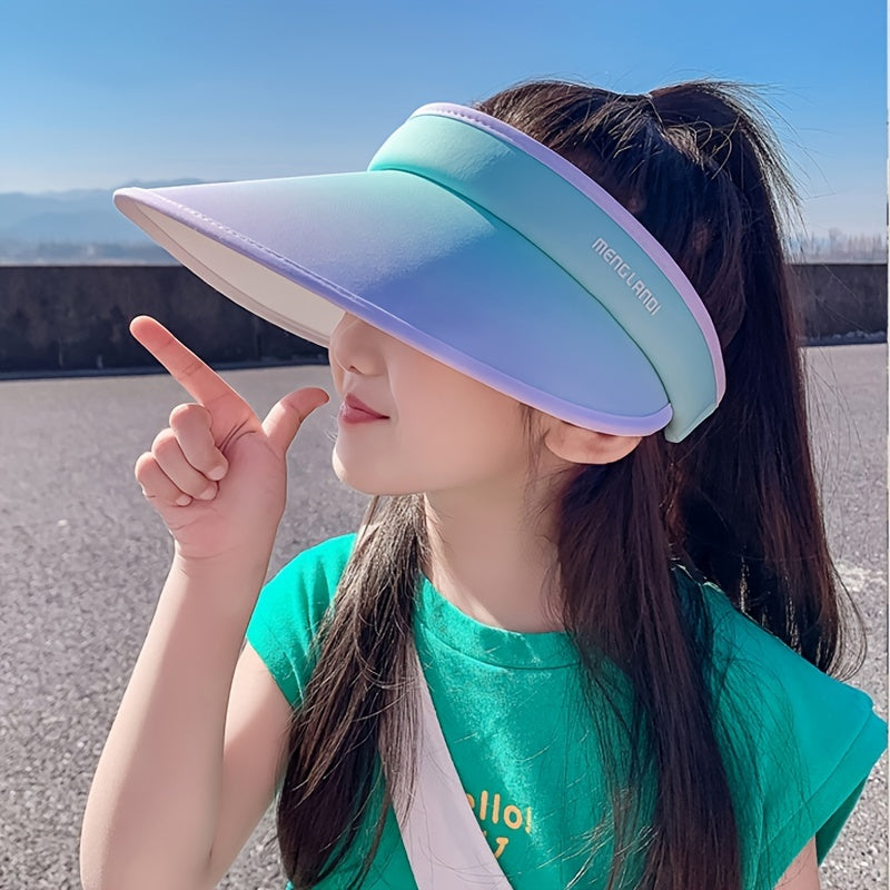 Girls Gradient Visor Wide Brim Sun Hats for Summer