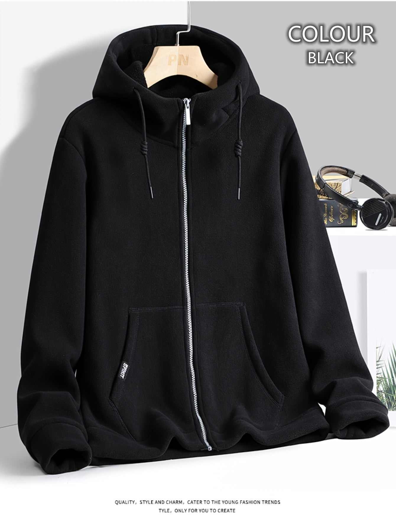 Fleece Jacket Plus Velvet Warm Zipper Hooded Women's Casual Jacket
