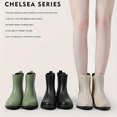 Women's Short Tube Solid Warm Rain Boots