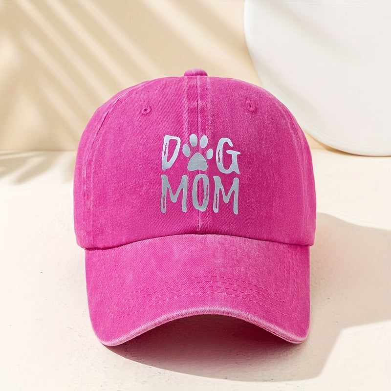DOG MOM Baseball Cap Washed Distressed Dad Hat Casual Sports Sun Hats