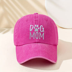 DOG MOM Baseball Cap Washed Distressed Dad Hat Casual Sports Sun Hats