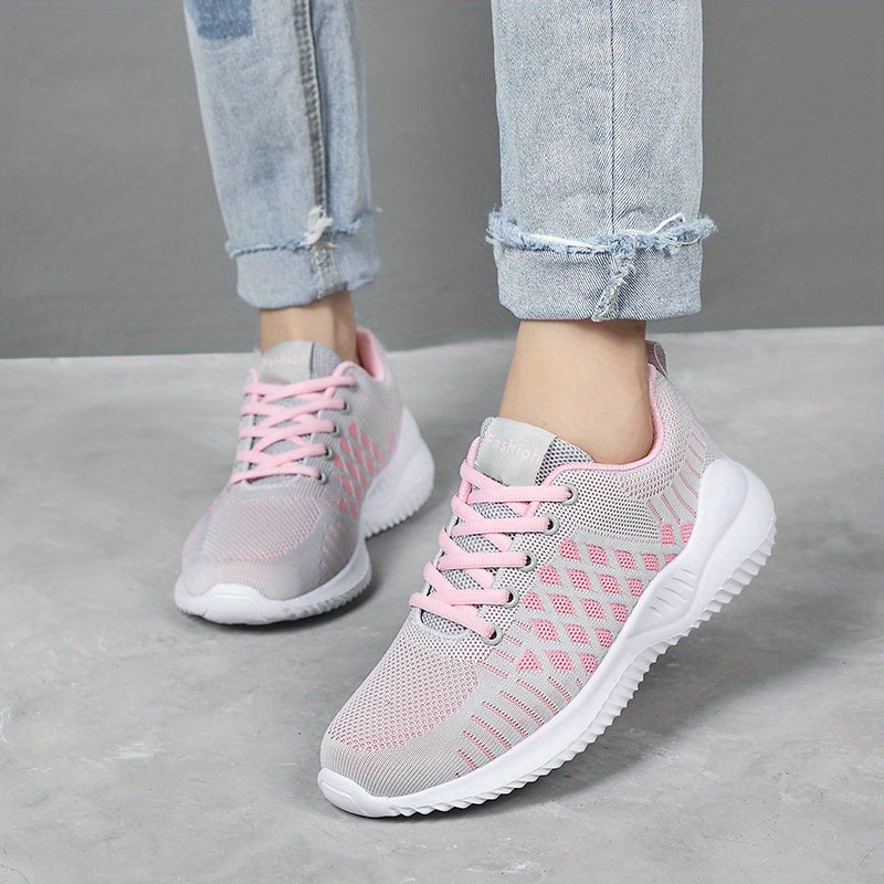 Women's Breathable Woven Running Shoes Lightweight Low Top Sport Shoes