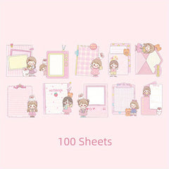 100 Sheets Cartoon Note Paper for Student Handbooks and Decorations