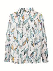 Floral Print Long Sleeve Button Up Shirt Top
