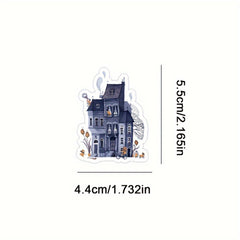 60pcs Retro Castle House Stickers Famous Architecture Landscape Decoration