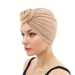 Khaki Twist Knot Turban Cap Lightweight Head Wrap Beanie