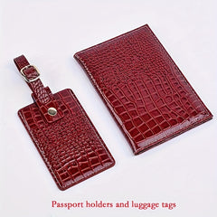 Crocodile Pattern Glossy Passport Holder PU Leather ID Card Holder