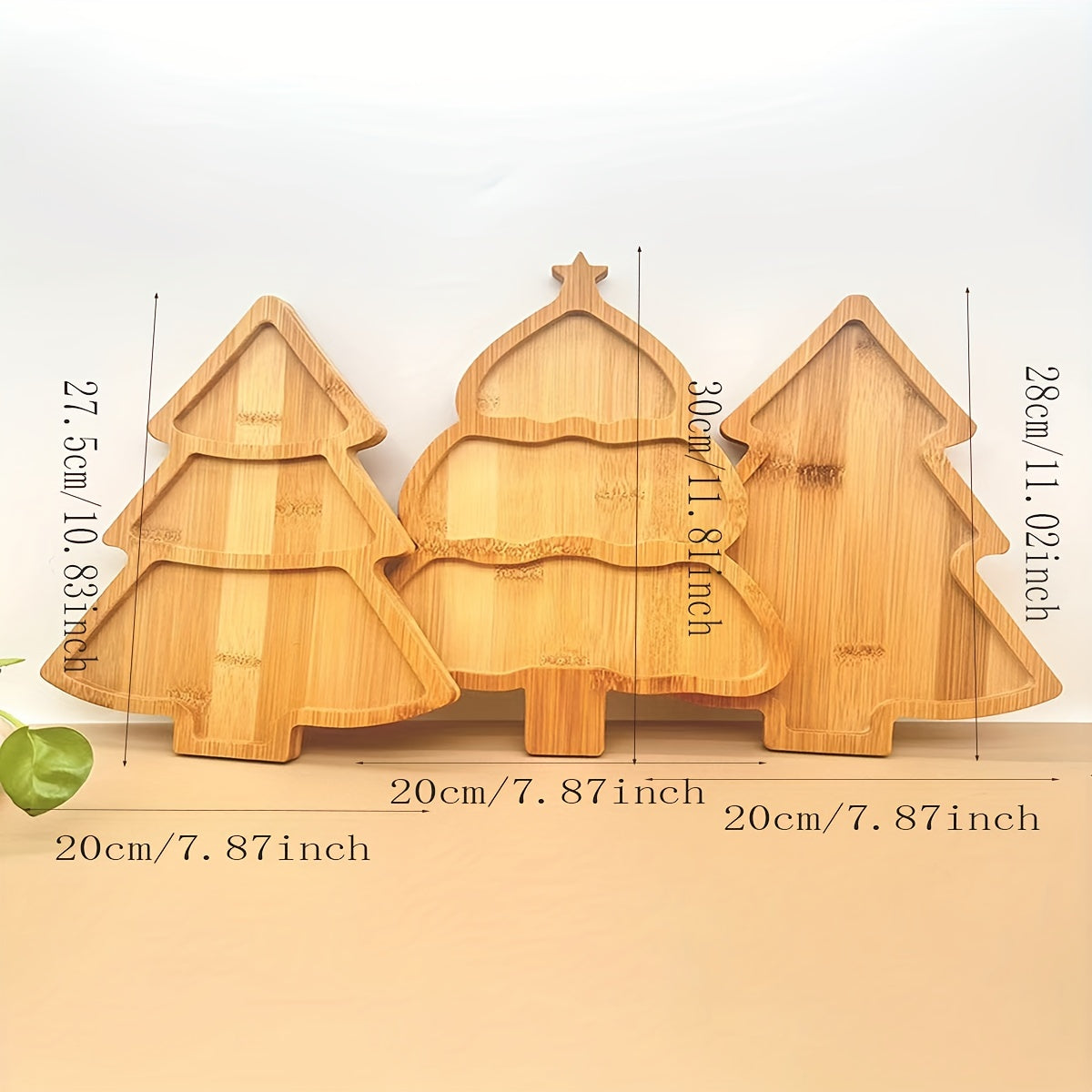 Christmas Tree Wood Serving Tray for Food and Drinks