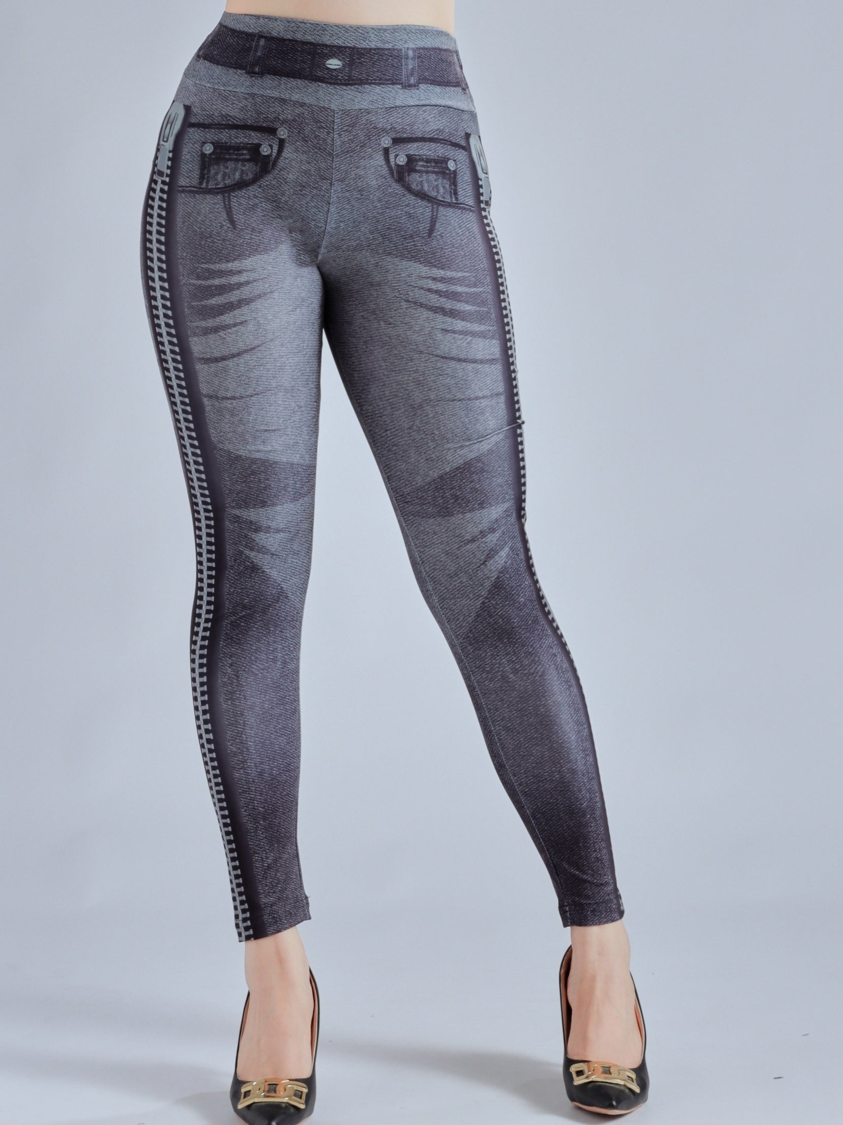 Denim Print Lifting Leggings Casual Sporty Skinny Leggings