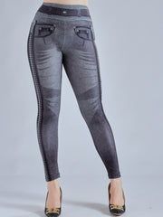 Denim Print Lifting Leggings Casual Sporty Skinny Leggings