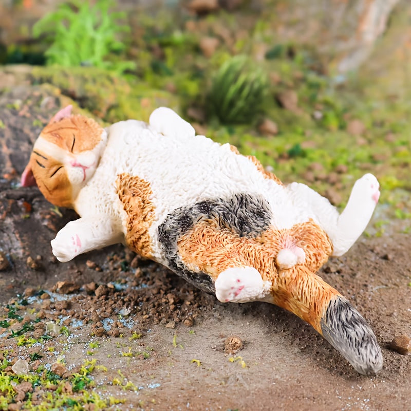Realistic Sleeping Persian Cat Plush Toy Soft PVC Stuffed Animal