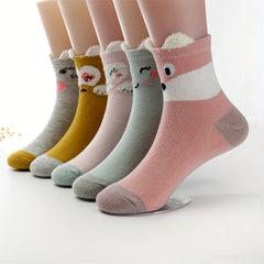 5 Pairs Cartoon Socks for Kids, Breathable & Comfy, Fits 1-12 Years